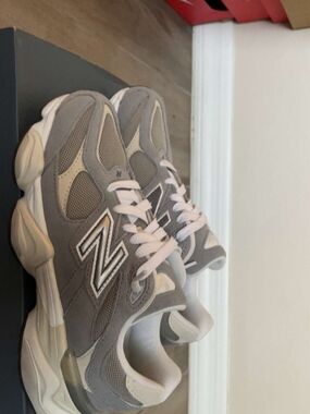 New Balance 9060-Style Gray Suede & Mesh Sneakers